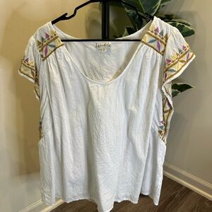 Wonderly White Blouse with Colorful Embroidery